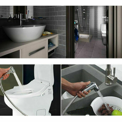 Hand Held Shower Head Douche Bidet Toilet Spray Jet Shattaf Kit Chrome