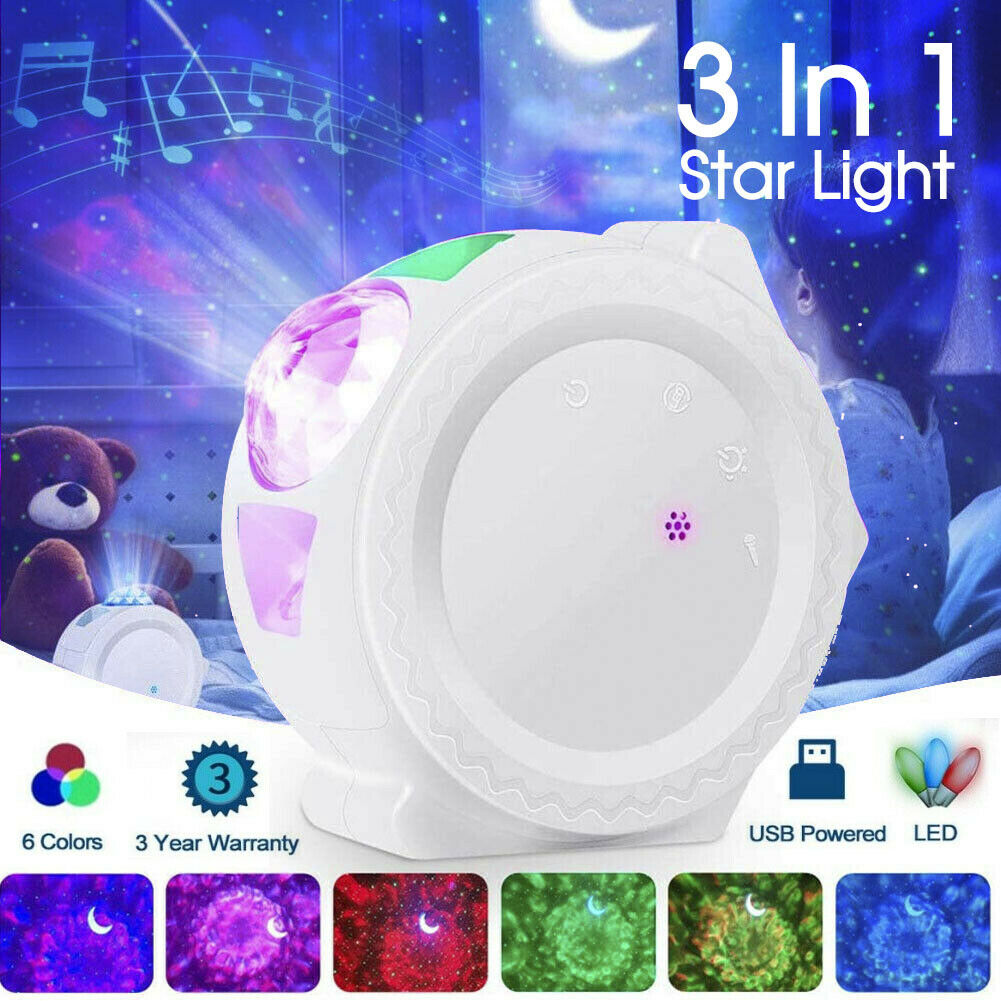 3In1 LED Galaxy Starry Night Light Projector 3D Ocean Star Sky Party Lamp