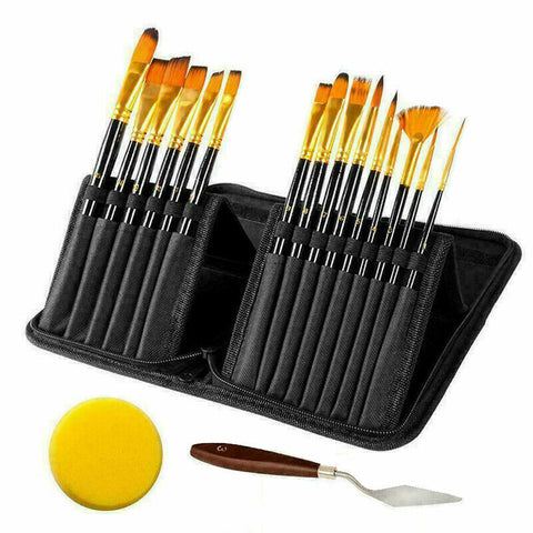 15Pcs Artist Paint Brushes Set Watercolour Acrylic Oil Painting Drawing Brush AU