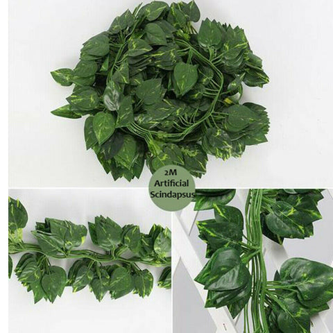 12PC 2M Artificial Ivy Vine Fake Foliage Flower Hanging Leaf Garland Plant Party