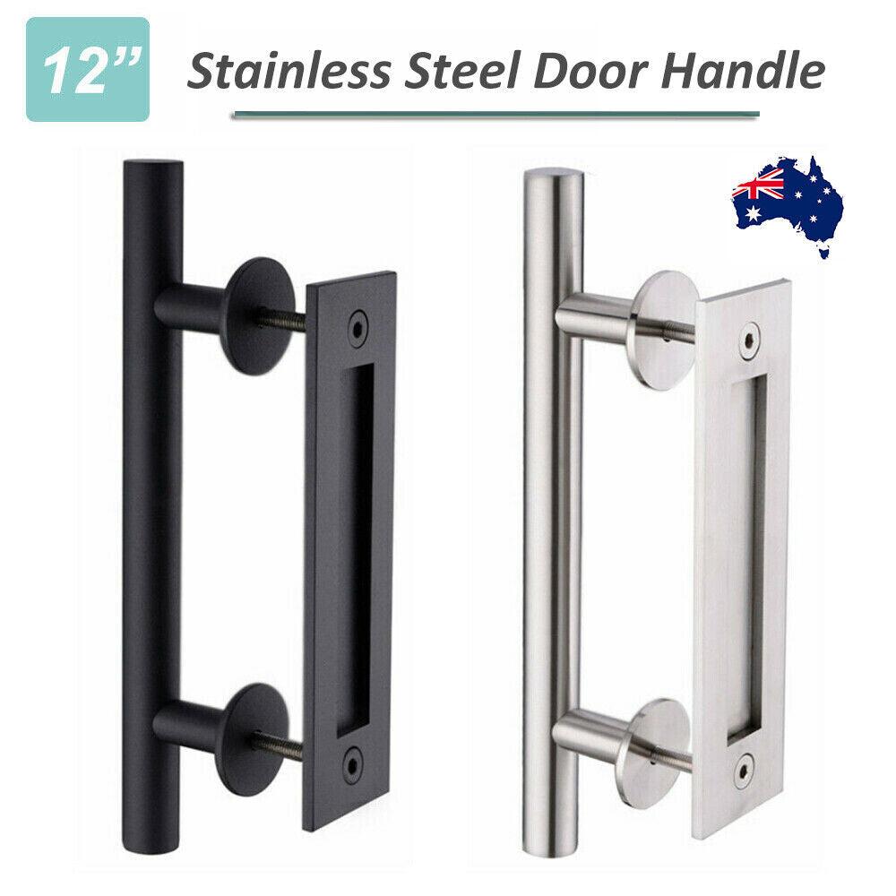 12" Barn Door Handle Sliding Flush Pull Wood Door Gate Hardware Stainless Steel