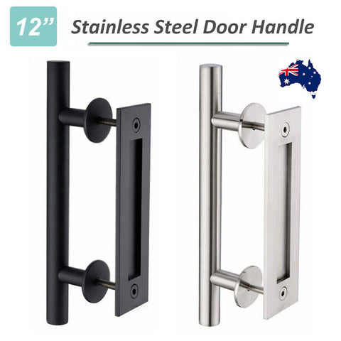 12" Barn Door Handle Sliding Flush Pull Wood Door Gate Hardware Stainless Steel