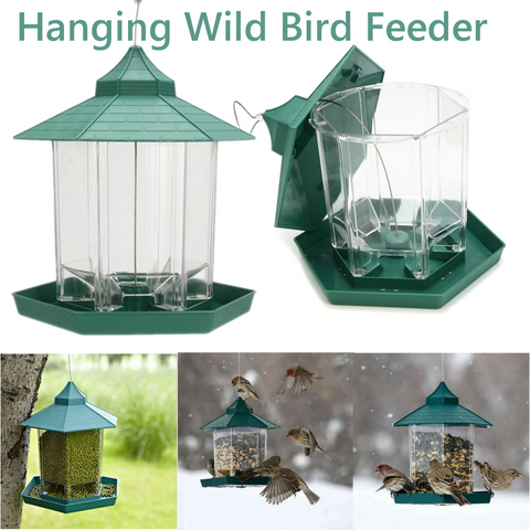 Garden Hanging Wild Bird Feeder Birds Gazebo Shape Container Waterproof Outdoor