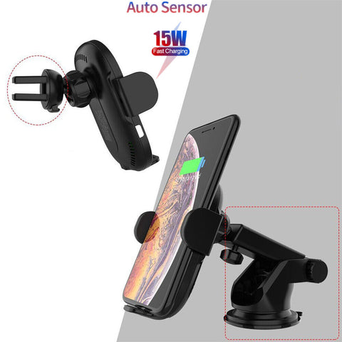 Wireless Fast Charger Car Mount Phone Holder Automatic Clamp Windscreen Stand