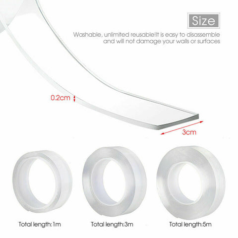 Traceless Clear Double-Sided Nano Tape Adhesive Invisible Gel Anti-Slip
