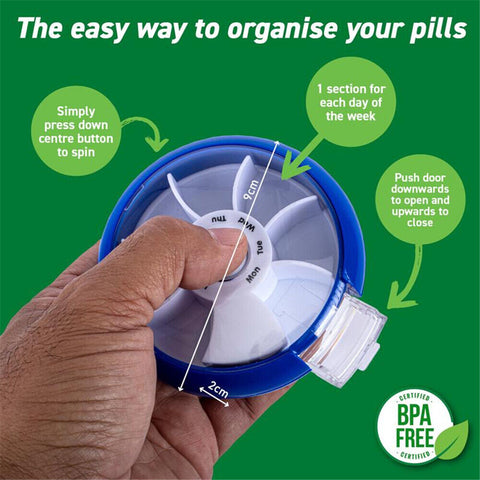 7-Day Pill Box Weekly Medication Organizer Container Medicine Holder Dispenser