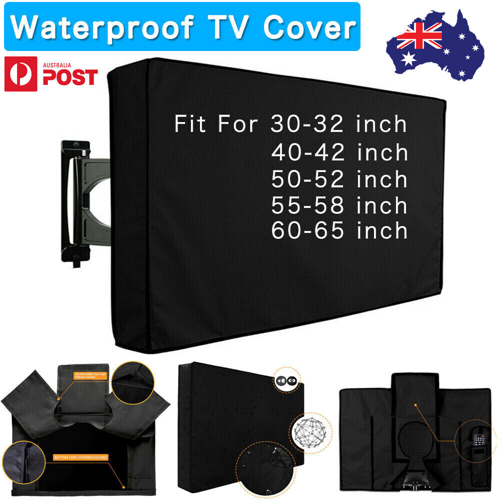 32"-65" Inch Waterproof TV Cover Outdoor Patio Flat Television Protector Black
