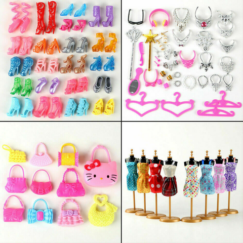 70/94pcs Barbie Doll Clothes Accessories Huge Lot Party Gown Outfits Girl Gift