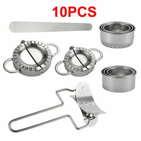 10PCS Dumpling Maker Stainless Steel Dough Press Pie Ravioli Making Mold Mould Tool