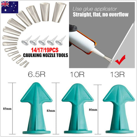 14/17/19PCS Caulking Tool Scraper Nozzles Spatulas Filler Spreader Sealant