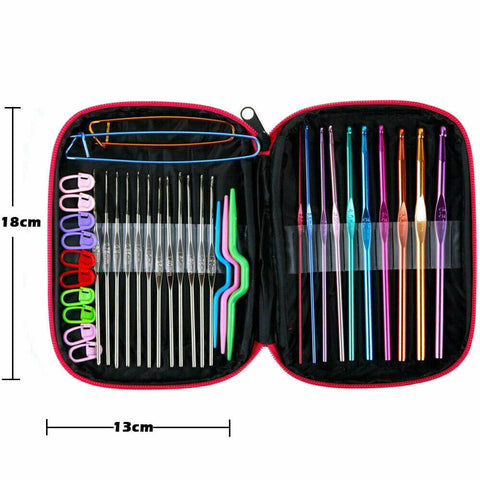 Aluminum Crochet Hooks Kit 124PCS Weave Yarn Knitting Needles Sewing Tools Case