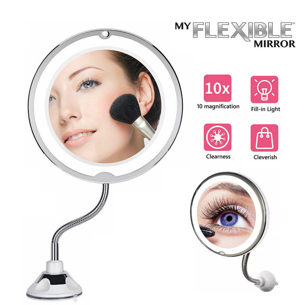 Magnifying Makeup Mirror With LED Light Cosmetic 360° Rotation Flexible AU