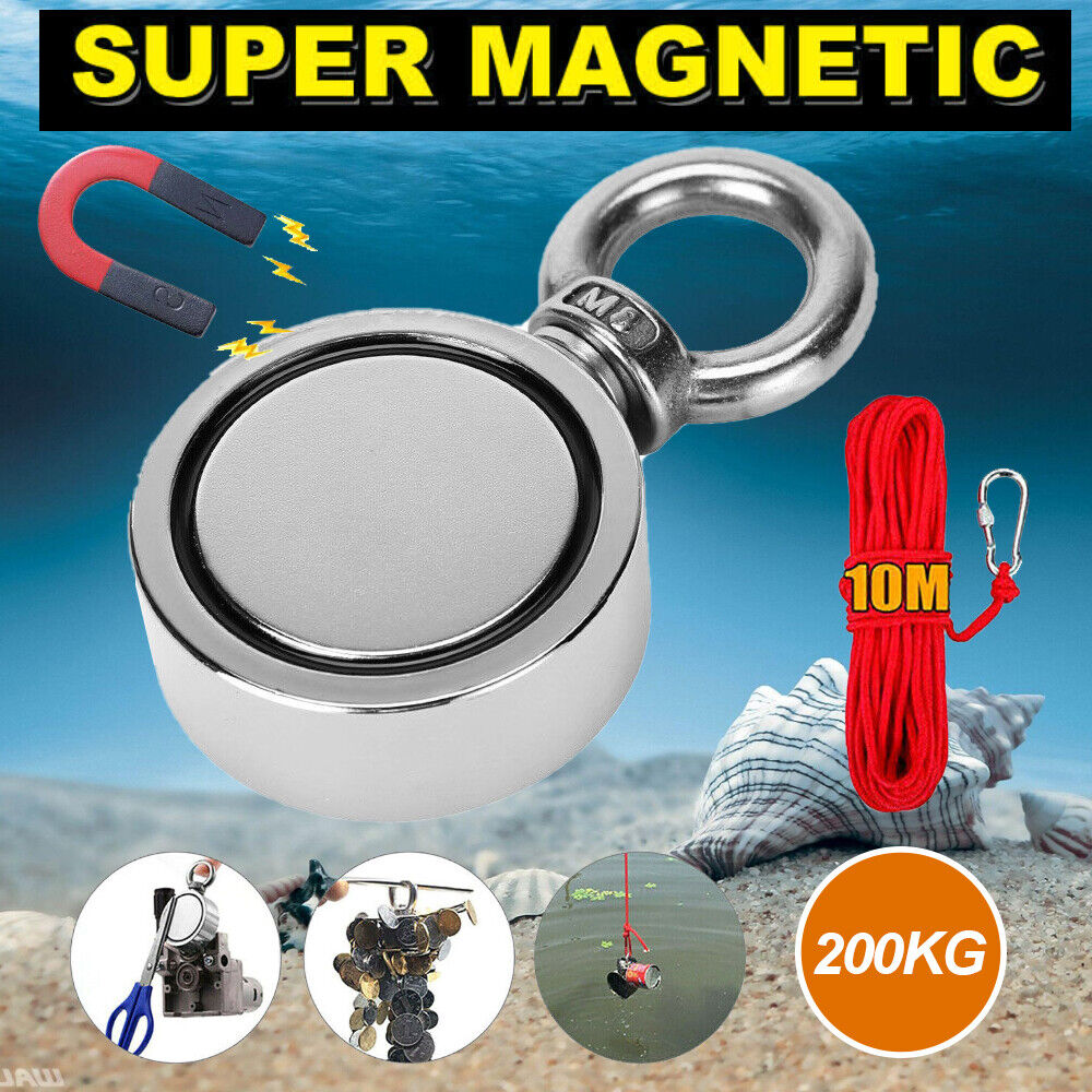 200KG Salvage Strong Recovery Magnet Neodymium Treasure Metal Hunting Fishing