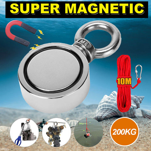 200KG Salvage Strong Recovery Magnet Neodymium Treasure Metal Hunting Fishing