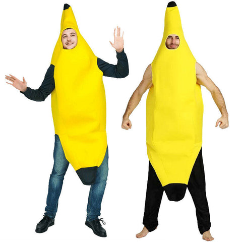Adult Banana Body Suit Costume Unisex Outfit One Size Fits Halloween Fancy Dress
