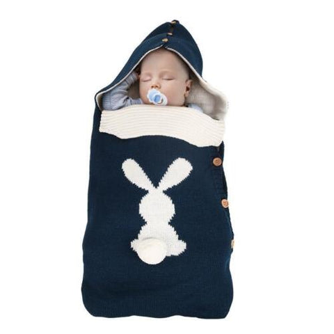 Newborn Baby Swaddle Sleeping Bag Knit Hooded Winter Warm Wrap Blanket