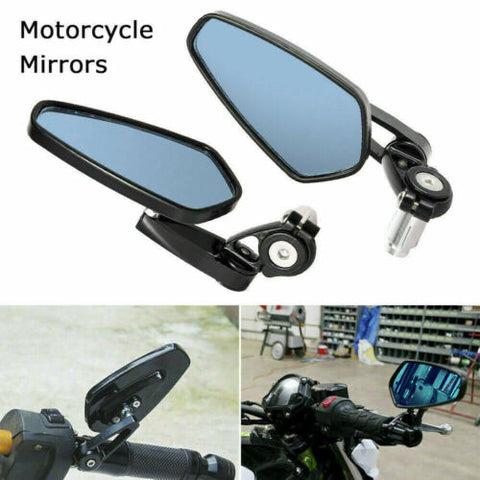 Universal Motorcycle bike Bar End Rear Side View Mirrors Cafe Racer Black 7/8"