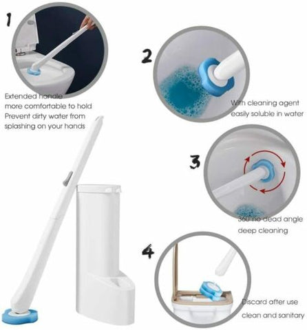 Disposable Bathroom Toilet Brush Holder Creative Cleaning Sponge Scrubber Set