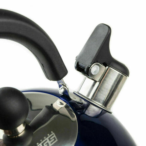 Adventure 2L Portable Camping Kettle Blue Stainless Steel Whistling Kettle