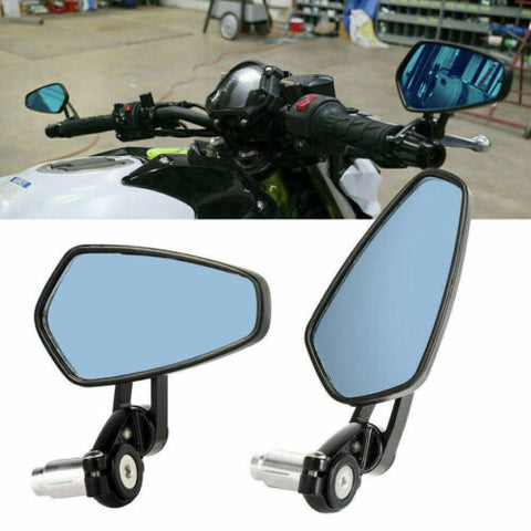 Universal Motorcycle bike Bar End Rear Side View Mirrors Cafe Racer Black 7/8"