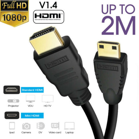 Mini HDMI to HDMI Cable V1.4 3D with Ethernet HD 1080p Tablet Smart Phone 1/2M