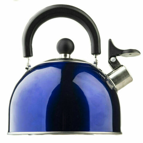 Adventure 2L Portable Camping Kettle Blue Stainless Steel Whistling Kettle