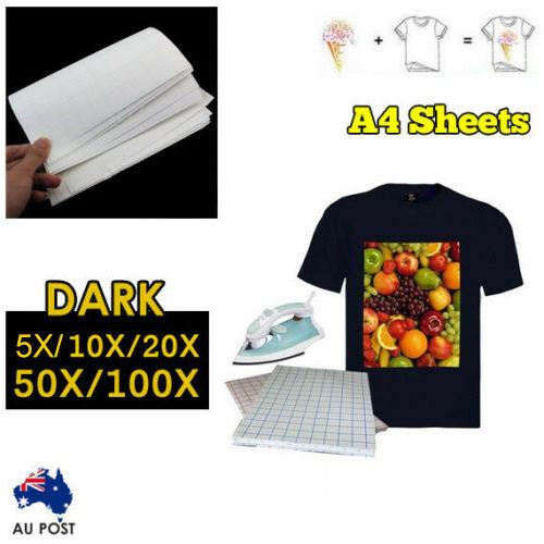5/10/20/50/100 sheets A4 Iron Heat Transfer Paper For The Dark Cotton T-shirt