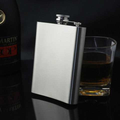 8-18oz Stainless Steel Hip Liquor Whiskey Alcohol Flask Cap Pocket Wine Bottle