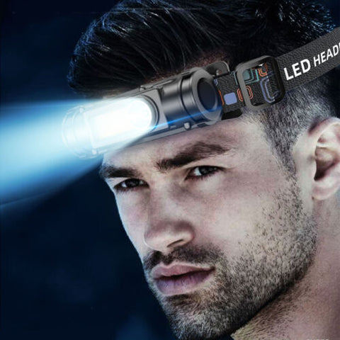 Head Torch LED Headlight COB Camping Headlamp USB Rechargeable Flashlight 4Pcs