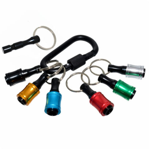 7Pc 1/4 Hex Shank Holder Screwdriver Extension Bar Kit Quick Release Bit Keyring