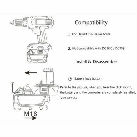 DCA1820 Converter For DeWalt 18V/20V MAX Slide XRP Battery Adapter DC9096 DCB200