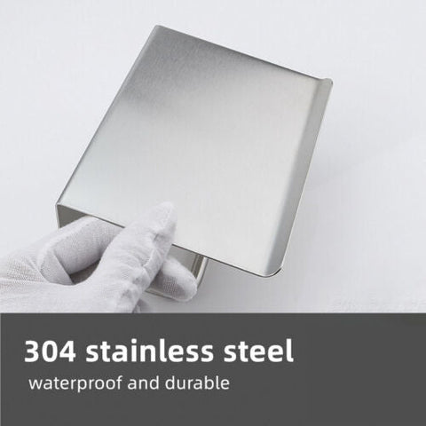 304 Stainless Steel Toilet Roll Holder Paper with Shelf Bathroom Wall Mounted