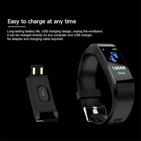 Blood Pressure Heart Rate Monitor Fitness Tracker Smart Bracelet Watch Wristban