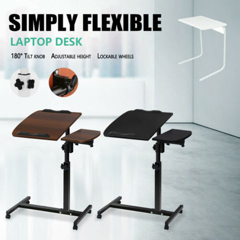 Laptop Desk Portable Mobile Computer Table Stand Adjustable Bed Study