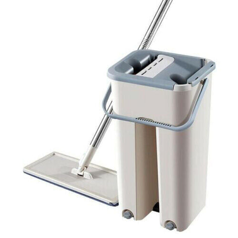 Microfibre Flat Mop and Bucket Floor Cleaner Set with 10 Pads Wet Dry Bucket Mop