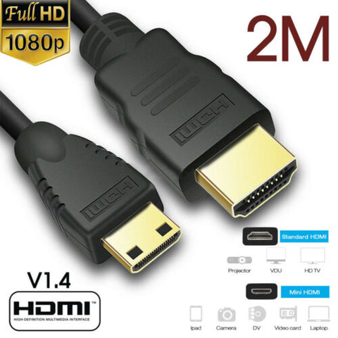 Mini HDMI to HDMI Cable V1.4 3D with Ethernet HD 1080p Tablet Smart Phone 1/2M