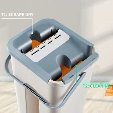Microfibre Flat Mop and Bucket Floor Cleaner Set with 10 Pads Wet Dry Bucket Mop