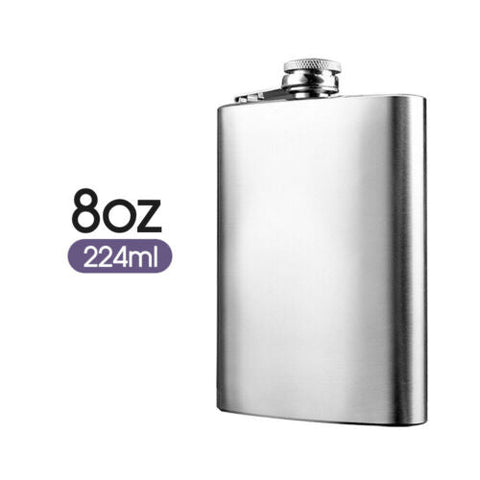 8-18oz Stainless Steel Hip Liquor Whiskey Alcohol Flask Cap Pocket Wine Bottle