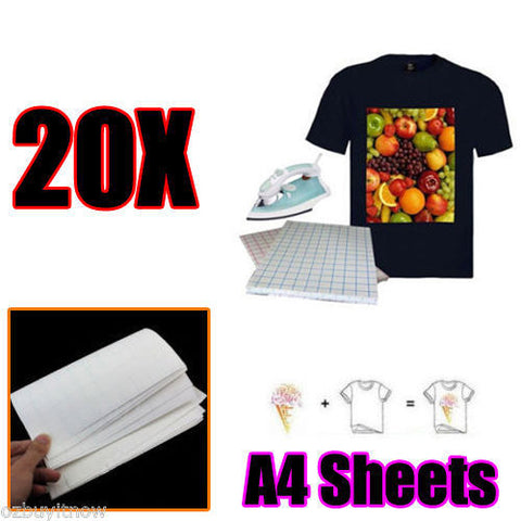 5/10/20/50/100 sheets A4 Iron Heat Transfer Paper For The Dark Cotton T-shirt