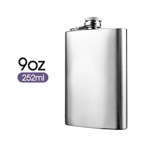 8-18oz Stainless Steel Hip Liquor Whiskey Alcohol Flask Cap Pocket Wine Bottle