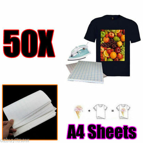 5/10/20/50/100 sheets A4 Iron Heat Transfer Paper For The Dark Cotton T-shirt