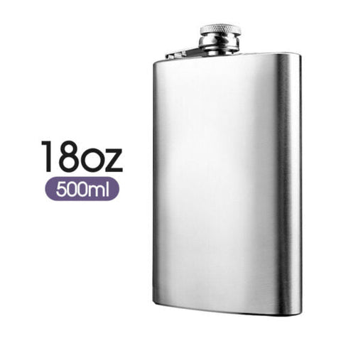 8-18oz Stainless Steel Hip Liquor Whiskey Alcohol Flask Cap Pocket Wine Bottle