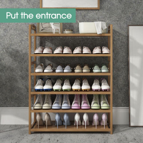 3 4 5 6 Tier Layer Shoe Rack Bamboo Wooden Shelf Stand Storage Organizer