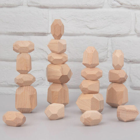 New Toy Creative Wooden Colored Stacking Balancing Stone Building Blocks AU