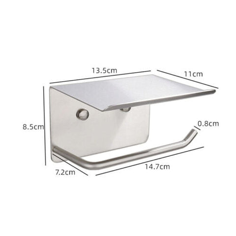 304 Stainless Steel Toilet Roll Holder Paper with Shelf Bathroom Wall Mounted