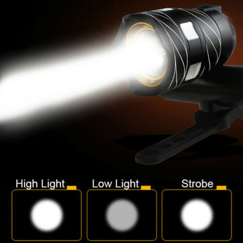 15000LM Bike Front Rear Light USB Rechargable Lamp Flashlight Bicycle LED