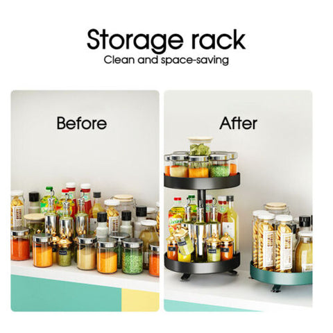 2 Tier Lazy Susan 360° Rotate Cabinet Bathroom Organizer Turntable shelf AU