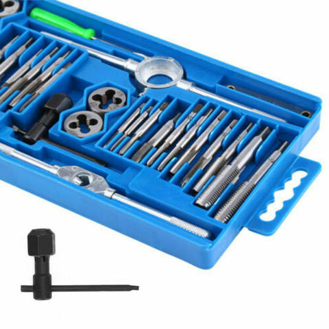 40PCS TAP & DIE SET HARDENED METRIC Screw Thread Taper Drill Tool Kit Blue NEW