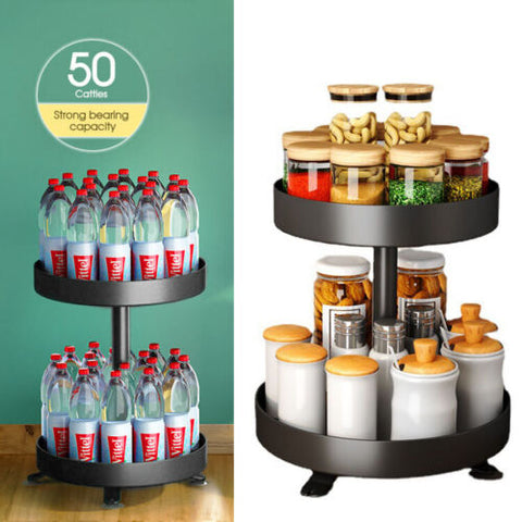 2 Tier Lazy Susan 360° Rotate Cabinet Bathroom Organizer Turntable shelf AU