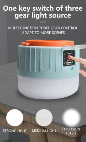 Portable Rechargeable LED Solar Camping Light Lantern Outdoor Tent Lamp USB